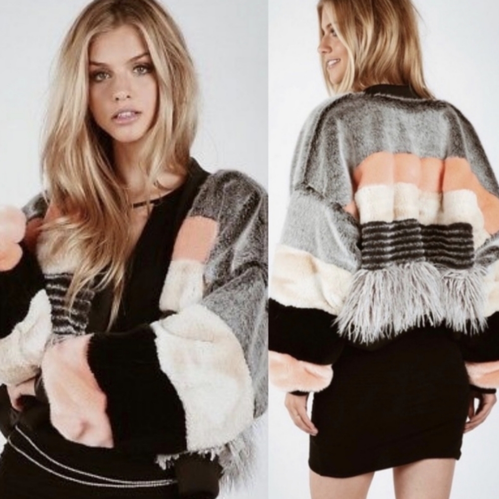 Tokyo Faux Chinchilla Fur Fringe Mohair Jacket - Young Fabulous & Broke - Picture 5 of 9